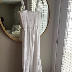 White Smocked Maxi Dress